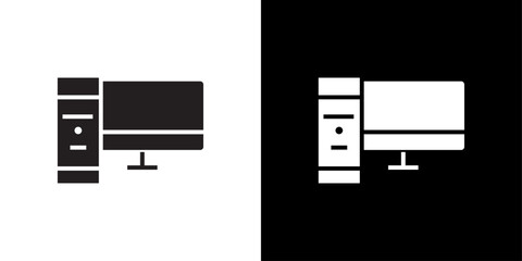 Desktop computer icon simple vector symbol