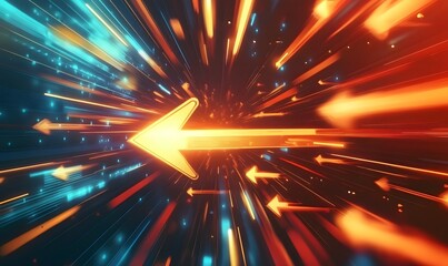 Fototapeta premium Abstract arrow direction. Technology background. High speed. Hi-tech, Generative Ai 