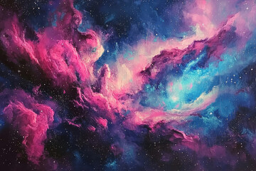 Vibrant Nebula with Pink and Blue Tones