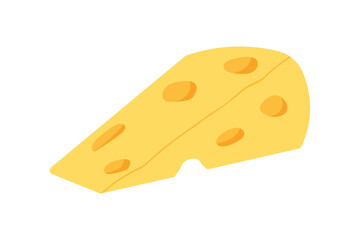 Triangular piece of cheese in flat style