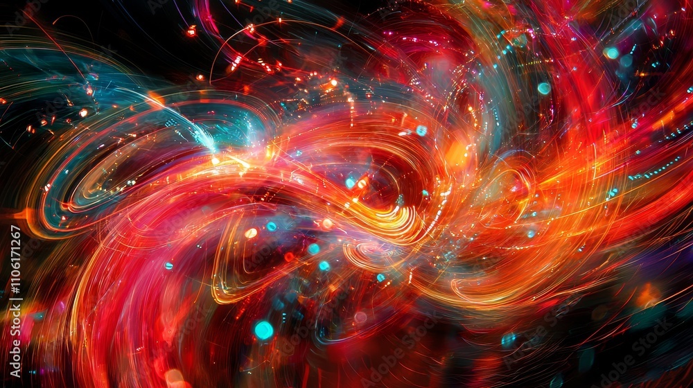 Poster dynamic abstract light patterns digital art colorful background vibrant environment artistic viewpoi