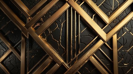 Obraz premium Luxurious Black and Gold Geometric Abstract Background