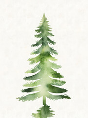 Fototapeta premium Watercolor illustration of a green spruce tree.
