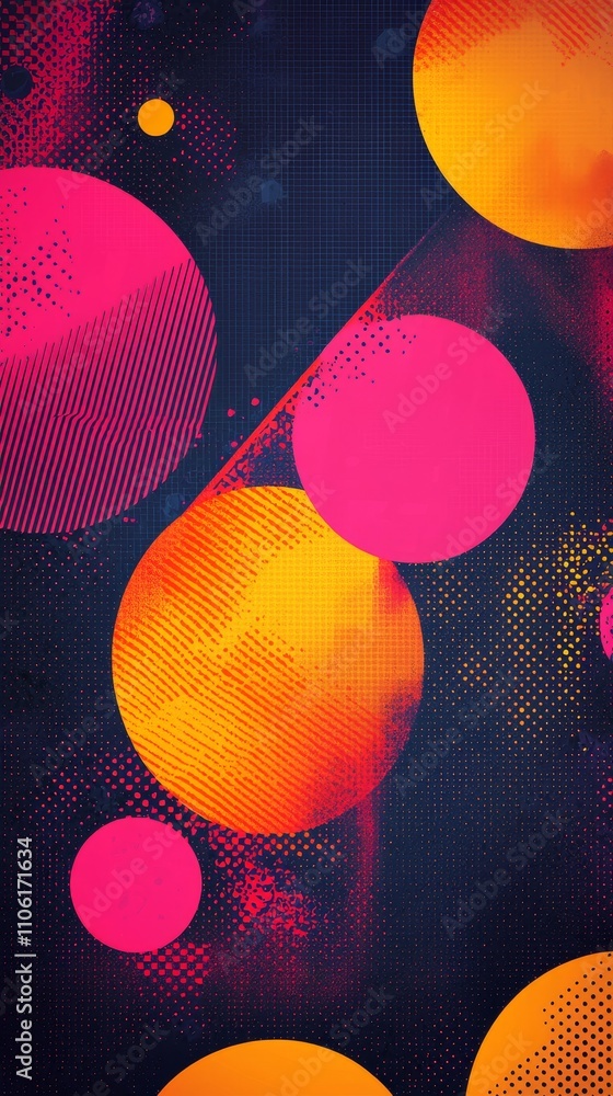 Poster dynamic abstract art displaying vibrant circles modern digital art colorful background abstract desi