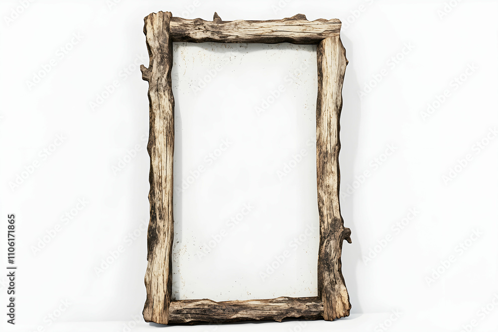Poster rustic wooden frame with natural texture and unfinished design ideal for home decor or artistic disp