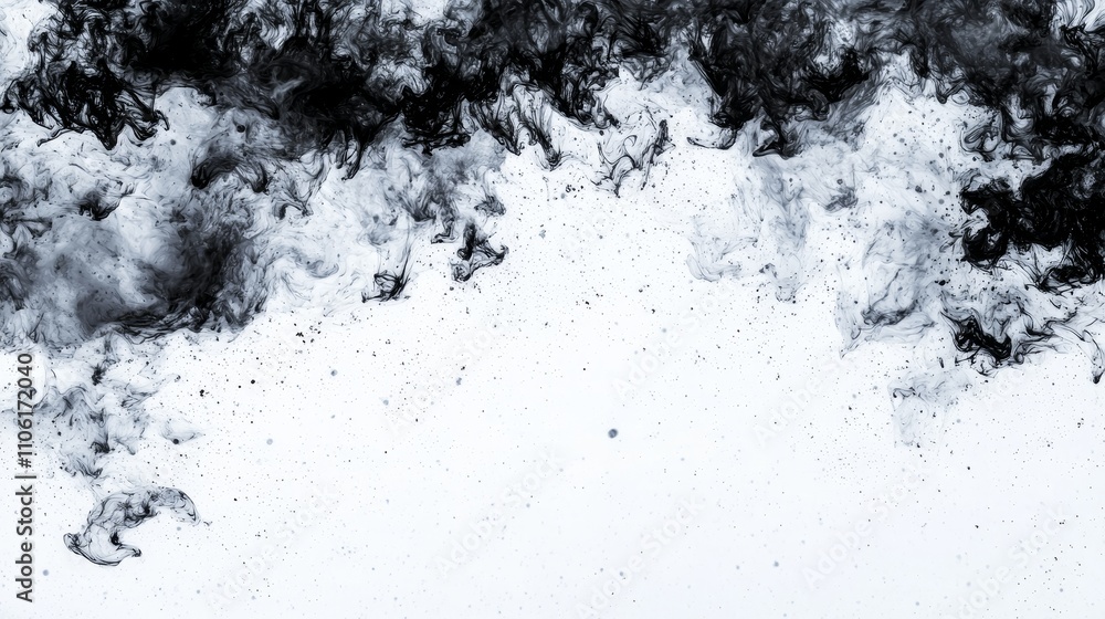 Aufkleber dynamic black and white ink flow abstract art scene digital media creative studio overhead view move