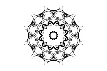 Geometric Mandala Art Featuring Triangles Circles and Radiating Patterns
