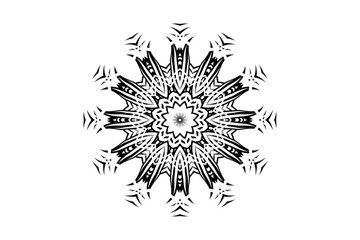 Obraz premium Monochromatic Mandala Illustration Featuring Balanced Geometric Symmetry 