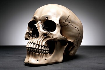 Obraz premium Disturbing Features of Realistic Human Skull Sculptures That Instill Fear and Unease
