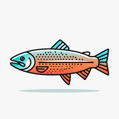 salmon icon in linear style. color vector illustration isolated on white background