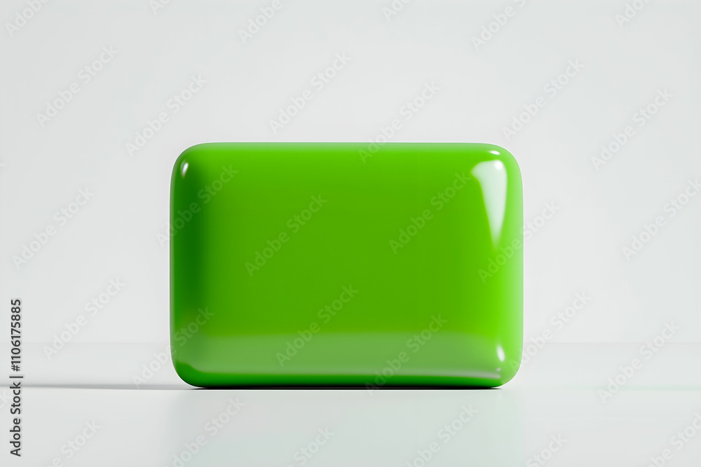 Poster glossy green rectangle on smooth surface with minimalistic design, perfect for modern and abstract c