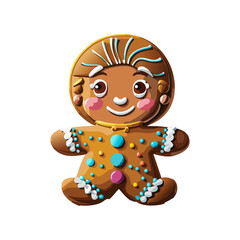 Obraz premium Smiling Gingerbread Man Cookie with Colorful Sprinkles and Decorative Icing
