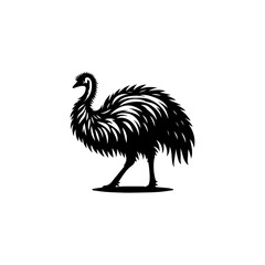 emu silhouette vector icon white background. 