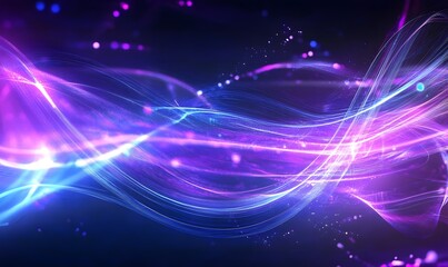 Fototapeta premium Abstract flowing neon wave purple background, Generative Ai 