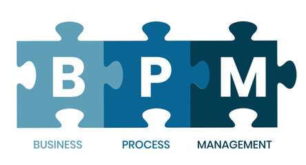 BPM - Business Process Management. business concept background. Vector illustration for website banner, marketing materials, business presentation, online advertising