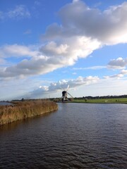Windmills at Kinderdijk in Holland in The Netherlands is on Unesco list