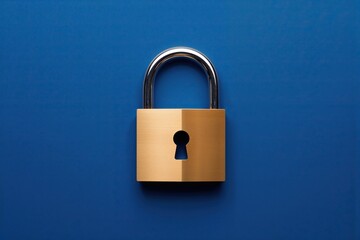 Naklejka premium High Security Padlock Ensuring Data Protection and Privacy on Cobalt Blue Background