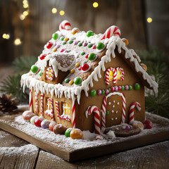 gingerbread house with candy decorations