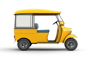 Fototapeta premium Tuktuk. Asian Auto Rickshaw Bajaj Model on White Background, Indian Graphic Design