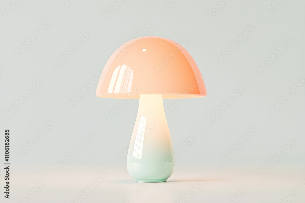 Poster elegant minimalist table lamp with soft pastel colors and unique mushroom design ideal for brighteni