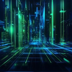 Glowing Cubes & Warm Lights in a Tech-Savvy Space,realms abstraction, Generative Ai


