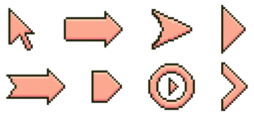 Pixel Art Arrow icon set, arrows style pixel art set.