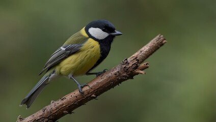 Fototapeta premium Great tit (Mésange charbonnière) perched on a branch.