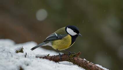 Obraz premium Great tit bird (Parus major) in the wild.