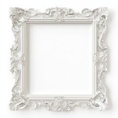 Elegant White Ornate Frame: Intricate Design for Artwork Display and Home Decor Enhancement