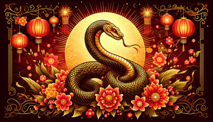 Fototapeta premium Serpent snake Celebration for the New Year
