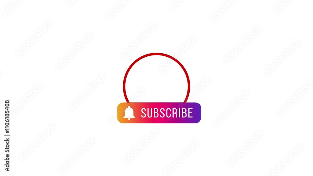 Fototapete animated youtube subscribe button for video overlay with transparent frame. like subscribe bell noti