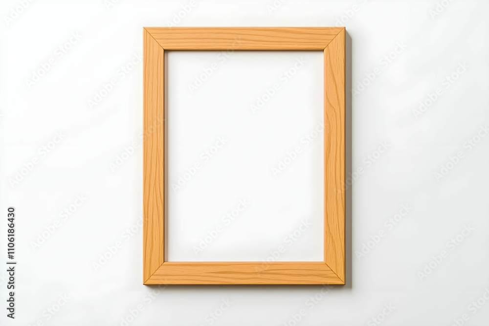Poster simple wooden frame without picture on soft white background for art display or home decor use in cr