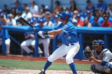 Baseball Player Batting with Catcher Behind Plate