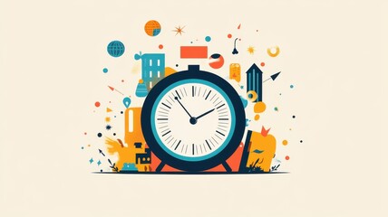 Countdown clock in flat design, colorful and modern New Year representation. Christmas, New Year's Eve