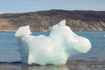 View of Qalerallit fjord and glacier in the south of Greenland