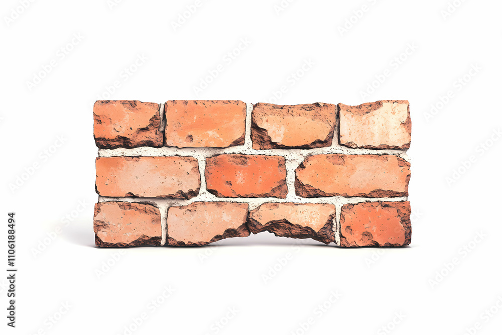 Poster close-up of a textured brick wall segment in vivid orange and brown tones showcasing the unique patt