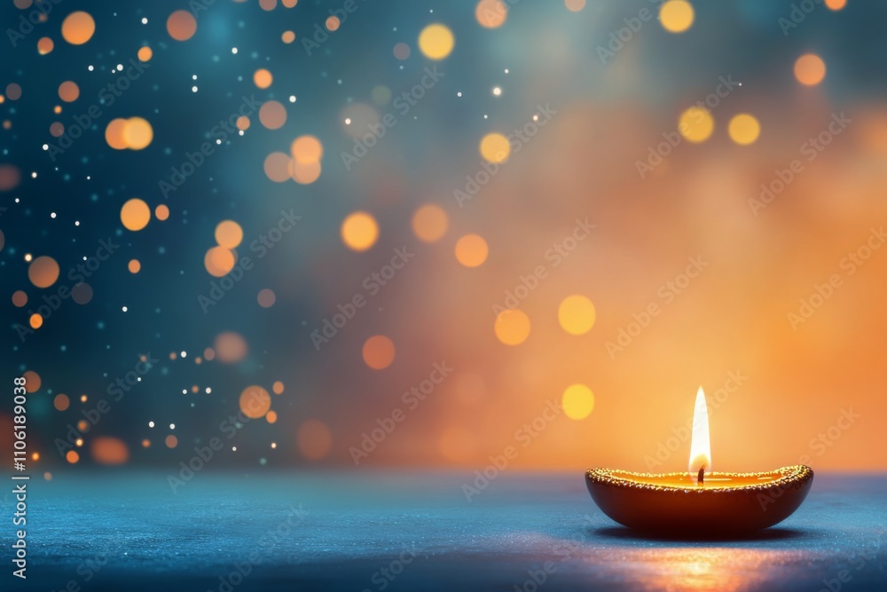 Aufkleber candlelight glowing softly in darkness creating a serene atmosphere with shimmering bokeh lights