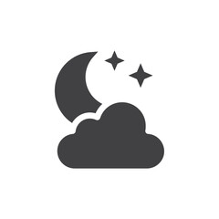 Clouds moon stars icon simple vector symbol