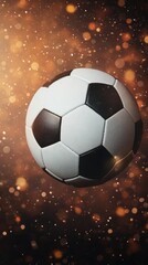 Naklejka premium Dynamic soccer ball amidst vibrant sparks in dramatic background during intense play