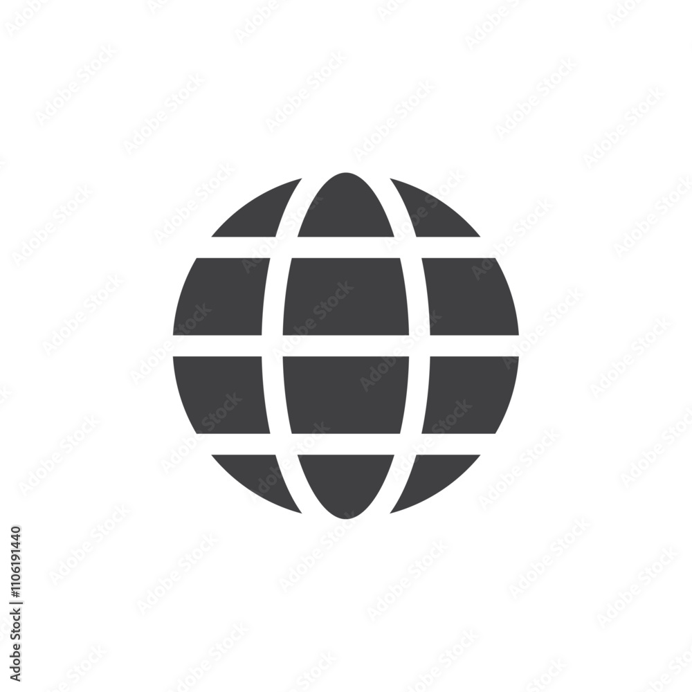 Poster globe grid icon simple vector symbol