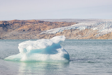 View of Qalerallit fjord and glacier in the south of Greenland