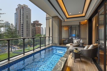 Private Balcony with Plunge Pool and City View