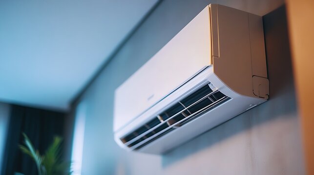 Modern Air Conditioner Unit Installed on Wall