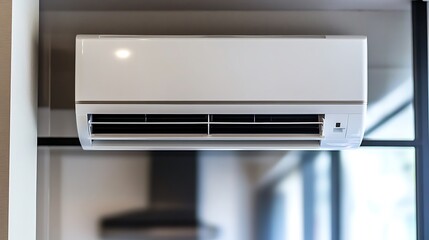 White Air Conditioner Unit Installed Indoors