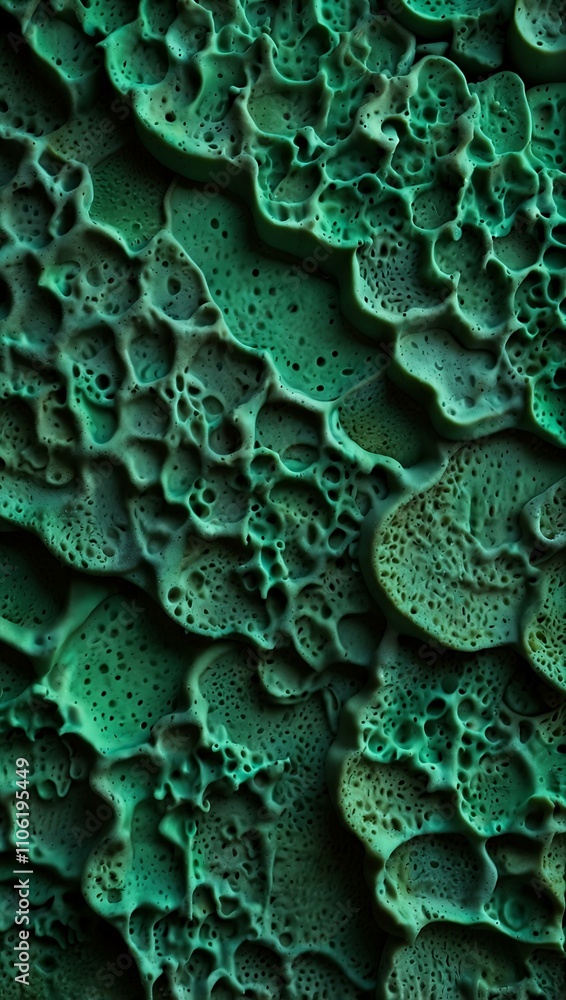 Poster green sponge texture creating a patterned background.