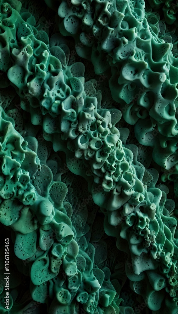 Poster green sponge texture creating a patterned background.