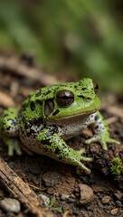 Naklejka premium Green toad in a natural setting.