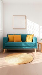 Cozy and Bright Cottagecore Living Room with Vibrant Details