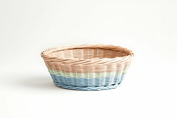 Obraz premium Stylish Oval Woven Basket in Pastel Colors for Organizing, Decoration, or Storage with Modern Touch, Perfect for Home and Office Use to Enhance Interior Decor