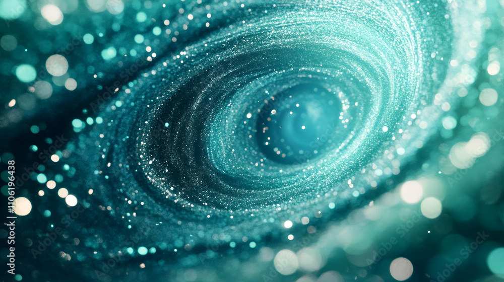 Aufkleber Abstract turquoise vortex swirling amidst sparkling particles, creating a mesmerizing cosmic scene of energy and motion